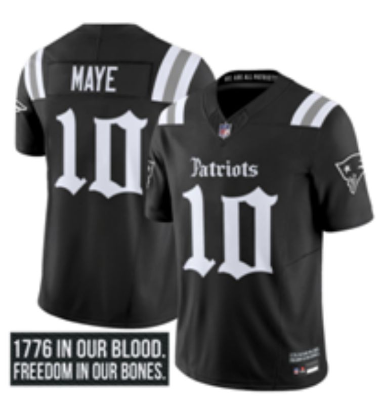 Men 2026 New England Patriots #10 Maye Black 7th generations Nike Limited NFL Jersey style 0031